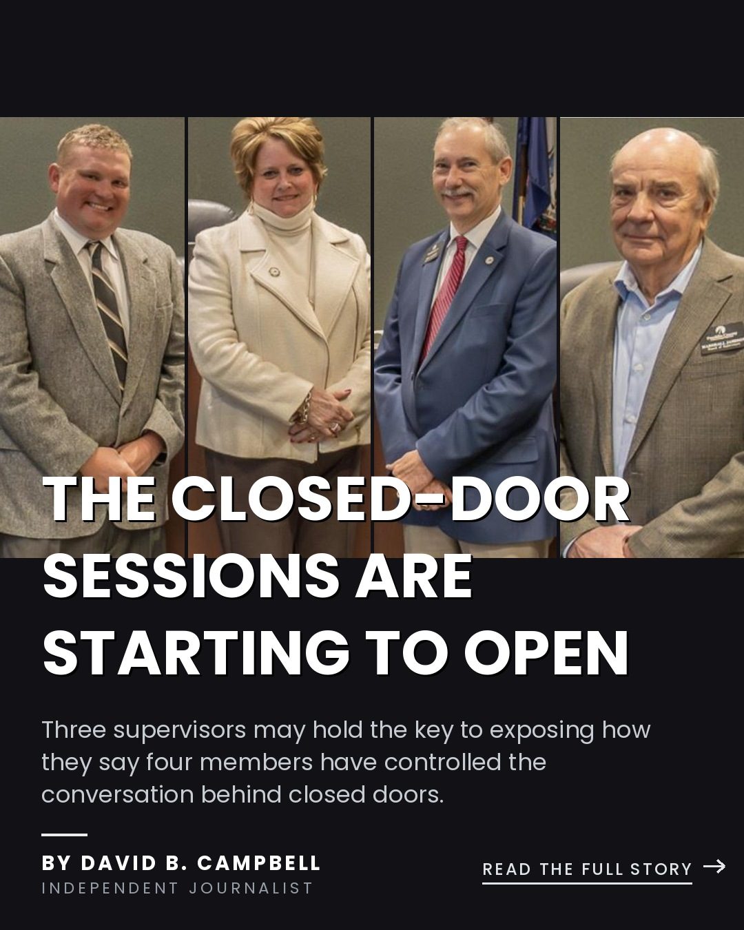 Four members of the Franklin County Board of Supervisors, photographed at the dais.